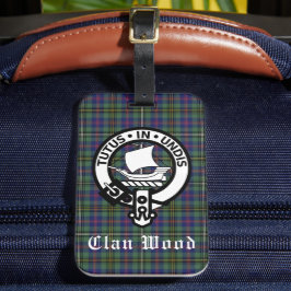 Scottish Klan Wood Vapensköld & Tartan Bagagebricka