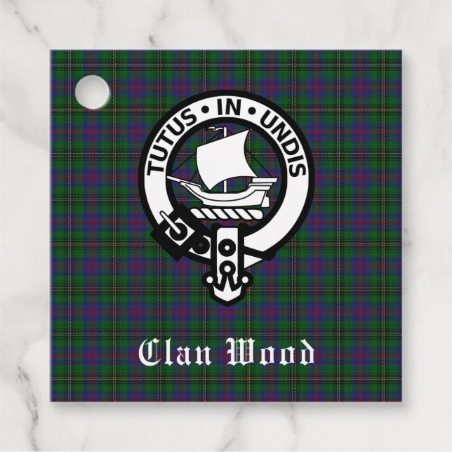 Scottish Klan Wood Vapensköld & Tartan Gåvor Etiketter (Framsida)