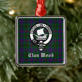 Scottish Klan Wood Vapensköld & Tartan Julgransprydnad Metall