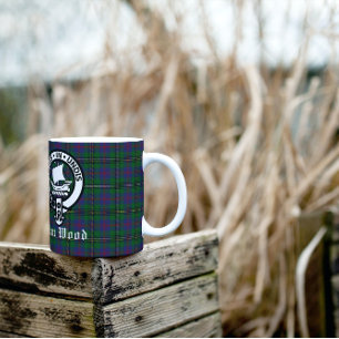 Scottish Klan Wood Vapensköld & Tartan Kaffemugg