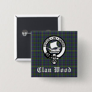 Scottish Klan Wood Vapensköld & Tartan Knapp