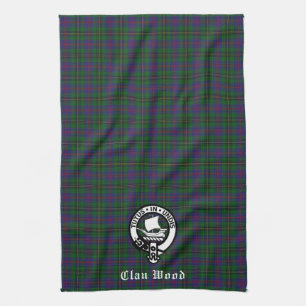 Scottish Klan Wood Vapensköld & Tartan  Kökshandduk