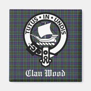 Scottish Klan Wood Vapensköld & Tartan Magnet