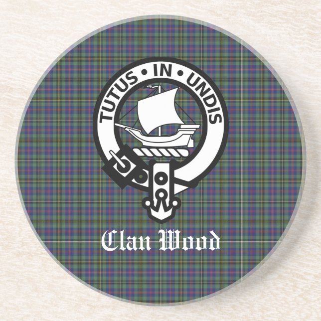 Scottish Klan Wood Vapensköld & Tartan Underlägg (Framsidan)