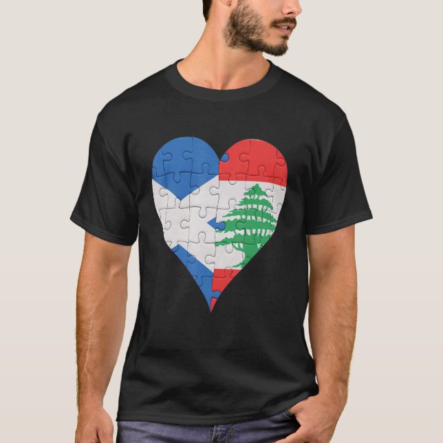 Scottish Libanese Flagga Heart T Shirt (Framsida)