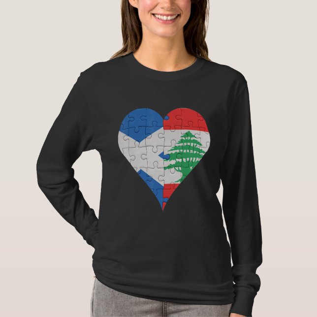 Scottish Libanese Flagga Heart T Shirt (Framsida)