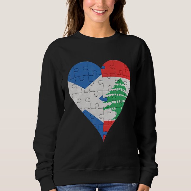 Scottish Libanese Flagga Heart T Shirt (Framsida)