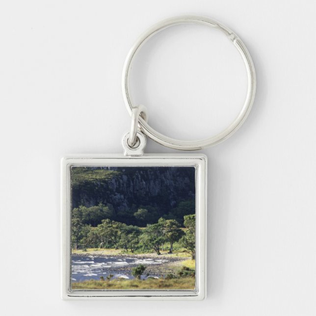 Scottish Loch Fyrkantig Silverfärgad Nyckelring (Framsidan)