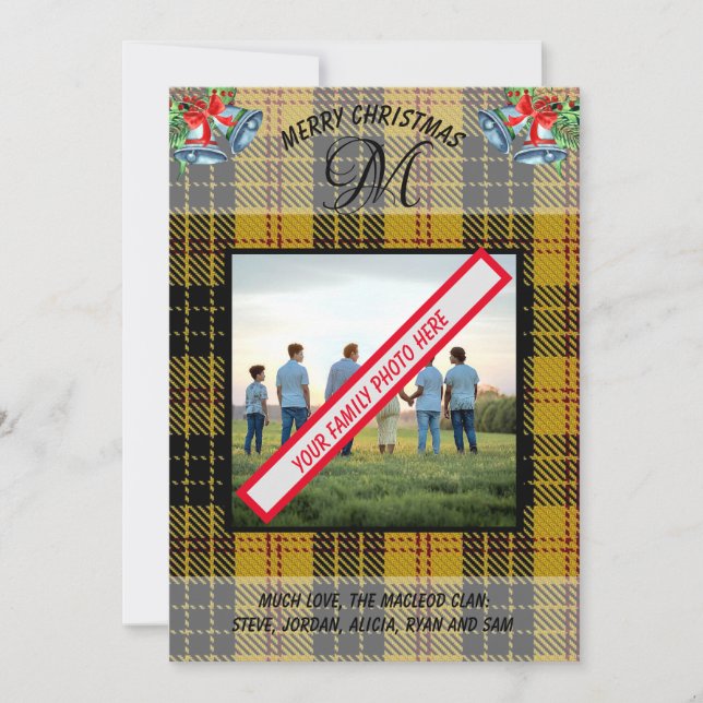 Scottish MacLeod-Klans Gult Tartan Julafton Card Julkort (Framsida)