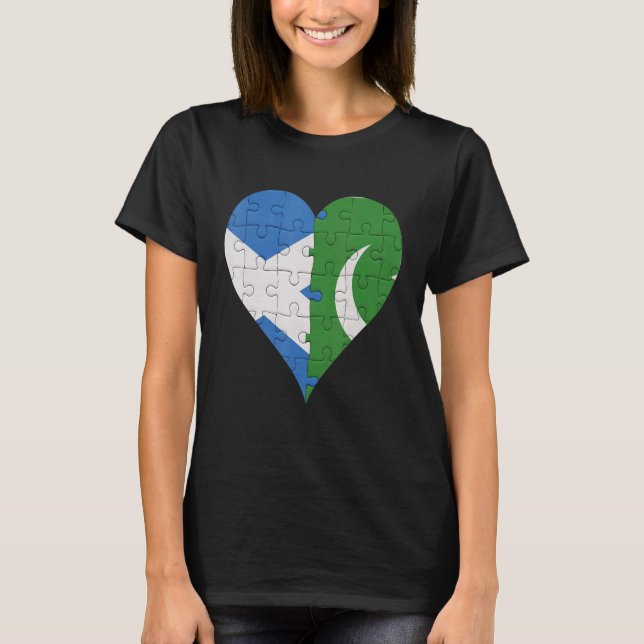 Scottish pakistani Flagga Heart T Shirt (Framsida)