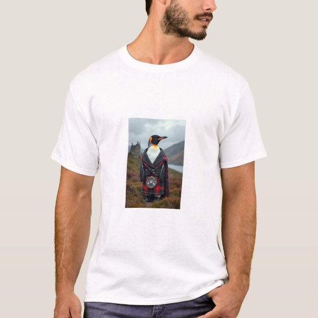 Scottish Penguin i ett kilt T Shirt (Framsida)