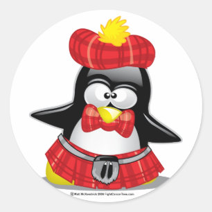 Scottish Penguin Red Runt Klistermärke