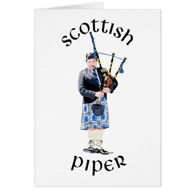 Scottish Piper - Blue Hälsningskort (Framsidan)