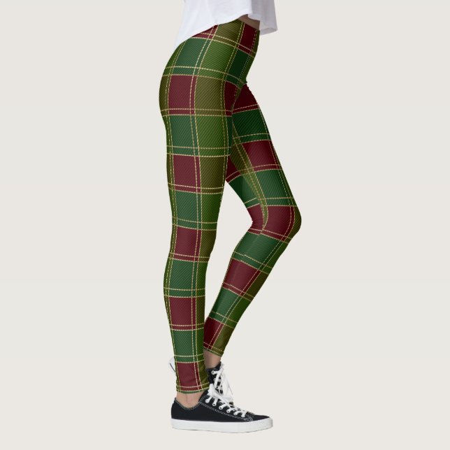 Scottish Play Klan Grönt Red Tartan Leggings (Höger)