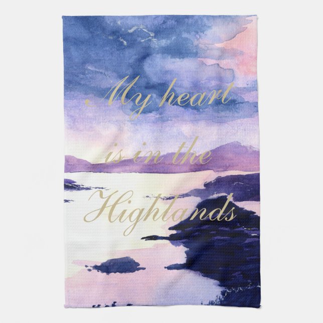 Scottish Quote Lila Watercolor Tea Towel Kökshandduk (Vertikal)