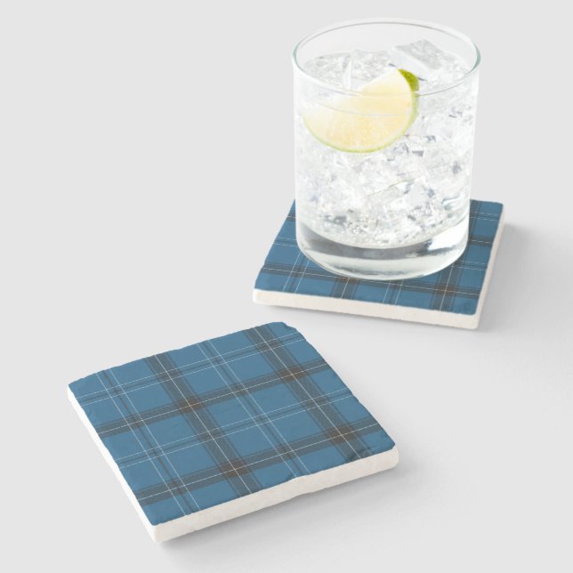 Scottish Ramsay Blue Tartan Underlägg Sten (Sidan)