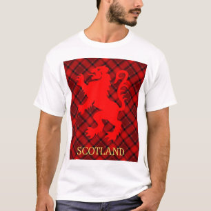 Scottish Red Lejonare Rampant på Tartan T Shirt