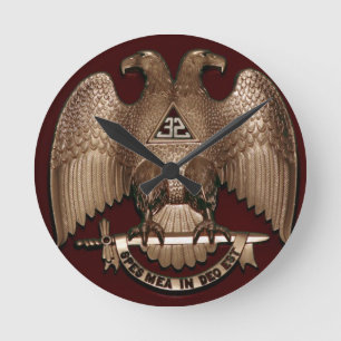 Scottish Rite 32 grad Mason Dubbla Eagle Red Rund Klocka