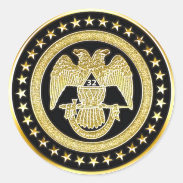 Scottish Rite 32 Runt Klistermärke (Framsida)