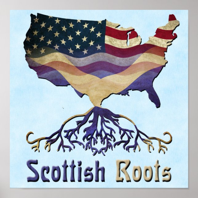 Scottish Roots, American Karta Poster Print (Framsidan)