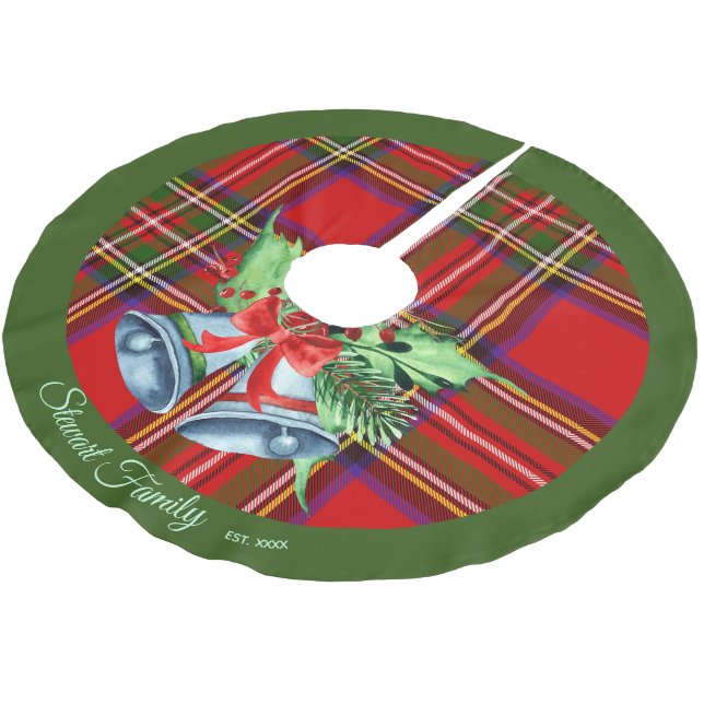Scottish Royal Stewart Tartan Julgran Skirt Julgransmatta Borstad Polyester (Vinklad)