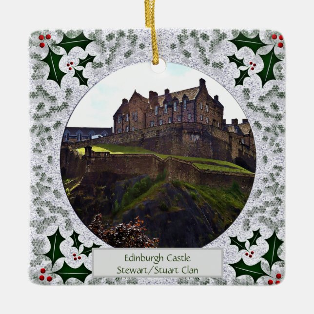 Scottish Royal Stuart Klan Edinburgh Castle Julaft Julgransprydnad Keramik (Framsida)