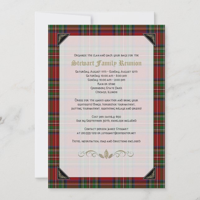 Scottish Royal Stuart Tartan Family Reunion Inbjudningar (Framsida)