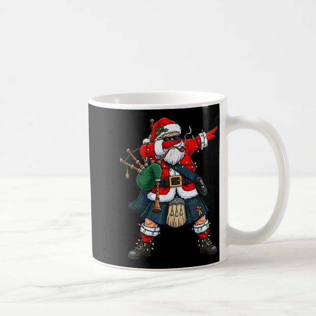 Scottish Santa Bagpes Dabbing Christmas Funny Holi Kaffemugg (Höger)