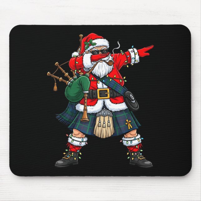 Scottish Santa Bagpes Dabbing Christmas Funny Holi Musmatta (Framsidan)