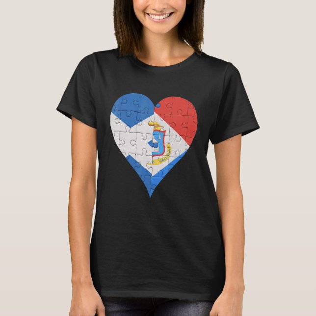 Scottish Sint Maartener Flagga Heart T Shirt (Framsida)