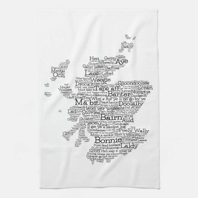 Scottish Slang Ord Karta Kitchen Towel Kökshandduk (Vertikal)
