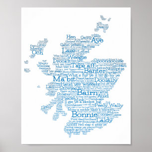 Scottish Slang Ord Karta Poster