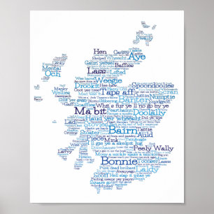 Scottish Slang Ord Karta Poster