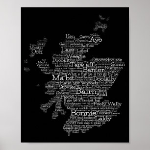Scottish Slang Ord Karta Poster