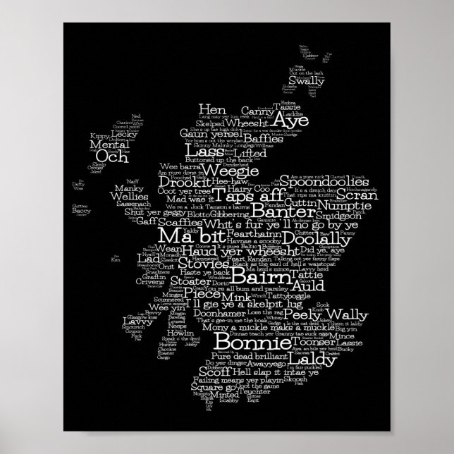 Scottish Slang Ord Karta Poster (Framsidan)
