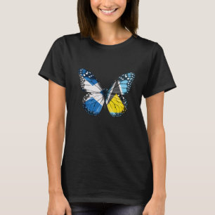 Scottish St Lucian Flagga Butterfly T Shirt