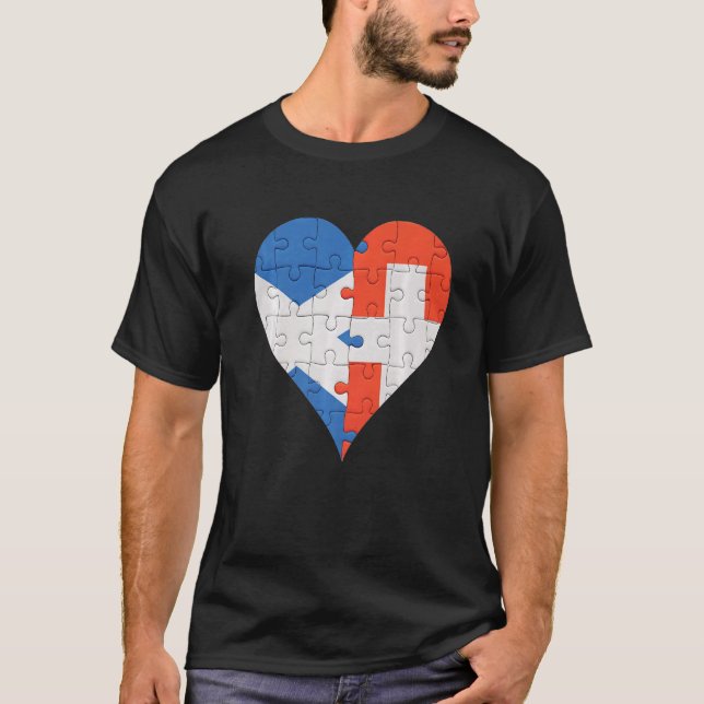 Scottish Swiss Flagga Heart T Shirt (Framsida)