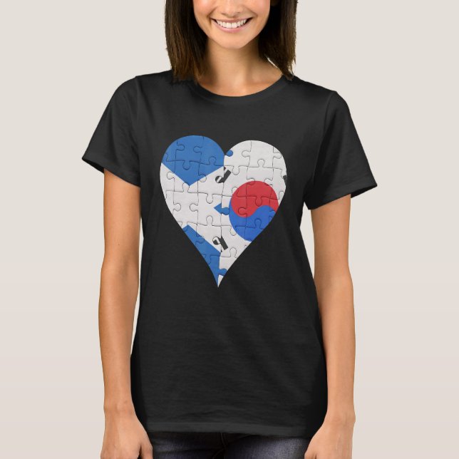 Scottish Sydkoreas Flagga Heart T Shirt (Framsida)