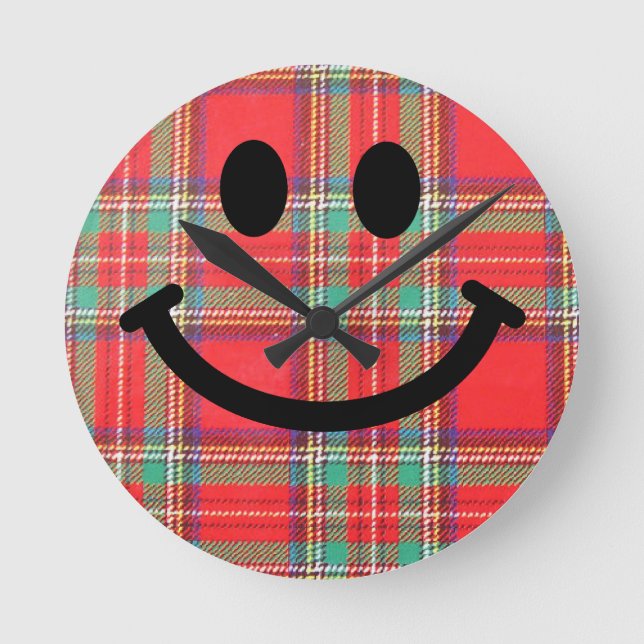Scottish Tartan Clock Rund Klocka (Framsida)