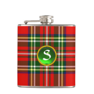 SCOTTISH TARTAN GRÖNT EMERALD GEMSTONE MONOGRAM FICKPLUNTA