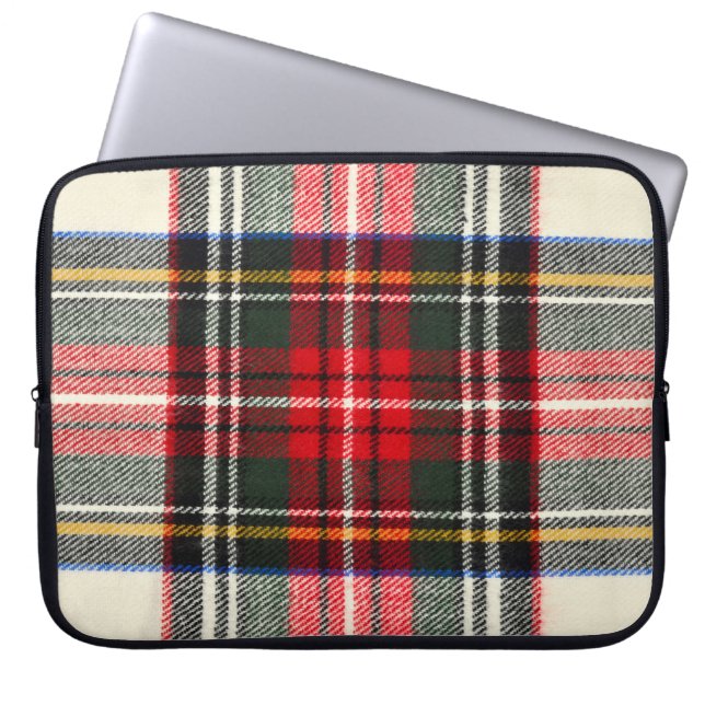 Scottish tartan mönster. Röd och vit ull pläterad Laptop Fodral (Framsidan)