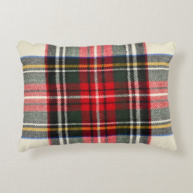 Scottish tartan mönster. Röd och vit ull pläterad  Prydnadskudde (Framsidan)