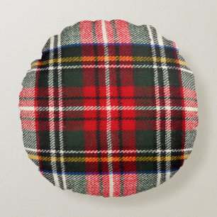 Scottish tartan mönster. Röd och vit ull pläterad  Rund Kudde