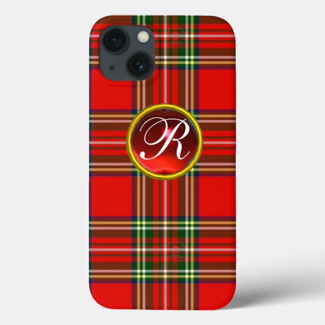 SCOTTISH TARTAN OCH RED RUBY GEMSTONE MONOGRAM (Baksida)