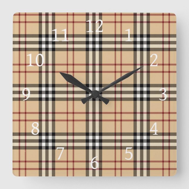 Scottish Tartan Pattern     Fyrkantig Klocka (Framsida)