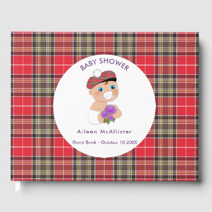Scottish Tartan Personlig för Thistle Baby Shower Gästböcker