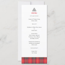 Scottish Tartan Play Celtic Knot Bröllop Menu