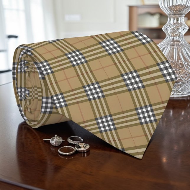 Scottish Tartan Tan Custom Necktie Slips (Skapare uppladdad)