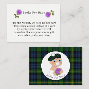Scottish Tartan Thistle Flower Cute Baby Shower Tilläggskort