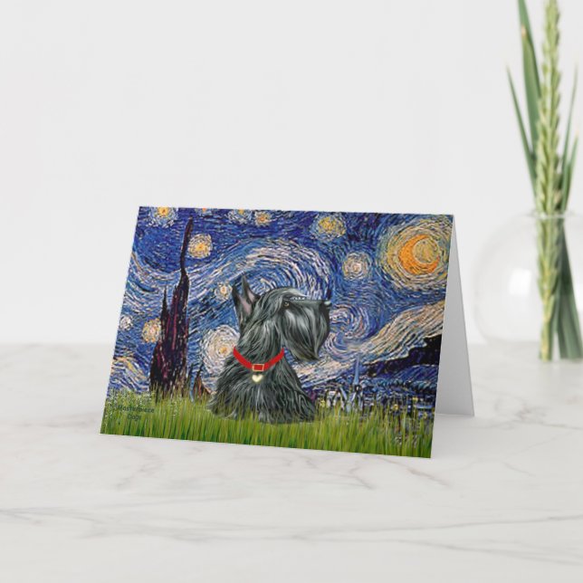 Scottish Terrier 12c - Starry Night Kort (Framsida)